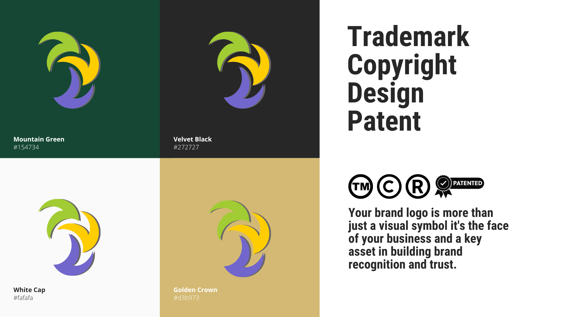 a logo for a company saying Trademark Copyright Design Patent